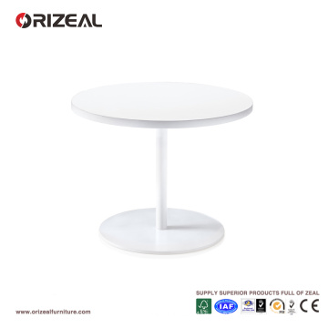 Mesa de centro pequeña redonda Orizeal, mesa auxiliar de madera blanca (OZ-OTB002)